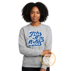 GREEK TREASURES Sweat-shirt gris à col rond pour femme avec lettres grecques Zeta Phi Beta sur le devant, pull décontracté en coton polaire respirant - Product Image 1