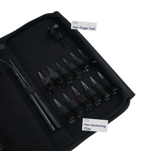 Kit d'outils portables noirs pour extensions de cheveux avec pince de retrait de micro-anneaux, crochet de tirage, aiguilles courbées et accessoires d'installation - Product Image 4