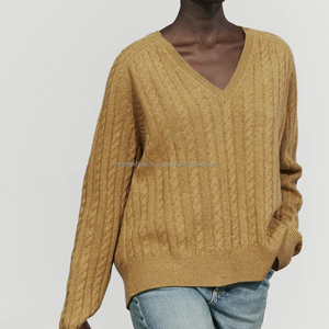 Unisex V-neck Long-sleeve Retro <b>Sweater</b> Loose-fitting Inner Layer Base Knitwear Pullover Breathable Quick Dry Wool/Acrylic for - Product Image 1
