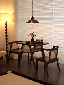 Mesa de Comedor Moderna Ecológica de Madera Maciza con Diseño de Panel de Ratán para el Hogar, Apartamento, Hotel, Restaurante, Muebles de Comedor - Product Image 2