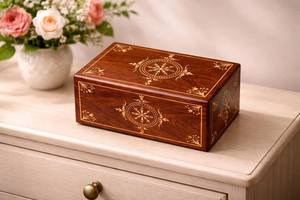Handcrafted Rosewood Cremation Urn Engraved Floral <b>Memorial</b> Ashes <b>Box</b> handmade urn <b>box</b> - Product Image 4