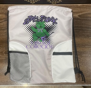 Round Bottom Canvas Drawstring Gym Bags with Custom Printing Custom Colors Unisex Dot Pattern - Product Image 6