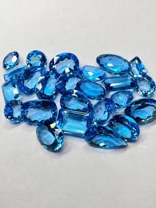 พลอยบลูโทแพซธรรมชาติจากสวิส คละขนาด รูปทรงเหลี่ยมเจียระไน ขนาด 6x8 มม. 8x10 มม. 10x12 มม. 12x16 มม. สำหรับทำเครื่องประดับ - Product Image 5