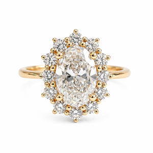 Vintage Style 14K/18K Rose Gold Lab Grown Diamond Luxury Oval Halo Cluster <b>Ring</b> with a Floral-Style Engagement <b>Ring</b> for Women - Product Image 1