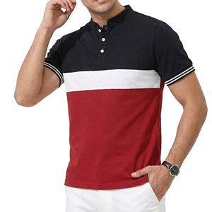 Camisas Polo Personalizadas al por Mayor para Hombre, Cuello Mandarín, Diseño Colorblock, Manga Corta, Puños con Ribete, Corte Atlético - Product Image 6