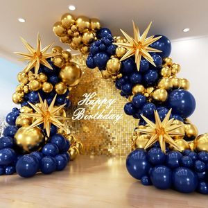 Kit Arco di Palloncini in Lattice Blu Navy e Oro Metallizzato, 153 Pezzi, Stelle di Diverse Dimensioni 22 18 12 10 5 Pollici, Ghirlanda per Feste - Product Image 1