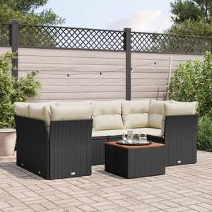 Conjunto de Sofá Modular Mediano de Ratán PE Negro para Jardín, Muebles Elegantes para Exteriores - Product Image 1