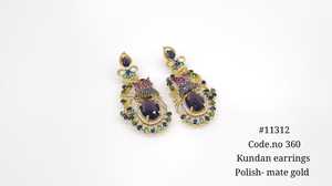 Kundan <b>Dangle</b> <b>Earrings</b> Polished Mate <b>Gold</b> Tone Green Oval <b>earrings</b> Gemstone Drop <b>Earrings</b> Jewelry for Wedding Party - Product Image 6