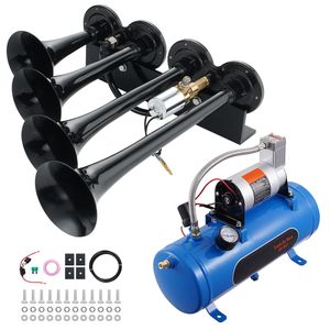 Kit de 4 klaxons de train pour camionnettes, klaxons à air 150 dB avec compresseur d'air 12 V 120 psi et réservoir de 1,6 gallon/6 L, accessoire automobile - Product Image 1