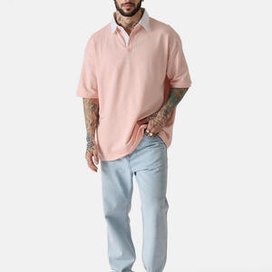 Polo Homme Oversize Coupe Ample Manches Courtes Mélange Coton Doux Décontracté Été Streetwear Logo Personnalisé - Product Image 4