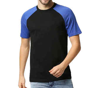 Men's Blue Gray <b>Raglan</b> <b>Sleeve</b> Short <b>Sleeve</b> <b>T</b>-<b>Shirt</b> O-Neck Regular Fit Blank Solid Anti-pilling Casual Knitted Cotton Jersey - Product Image 2