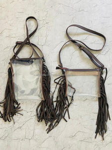 มือเครื่องมือแกะสลักหนัง Fringe ใสกระเป๋าสตางค์มีสไตล์หลายใช้สีเทอร์ควอยซ์สําหรับผู้หญิงหลายใช้ - Product Image 4