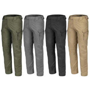 Men's Gray Cargo Pants High Waist Multiple Pockets Workwear Style Canvas Material Button Fly Straight Fit Autumn Wear - Product Image 3