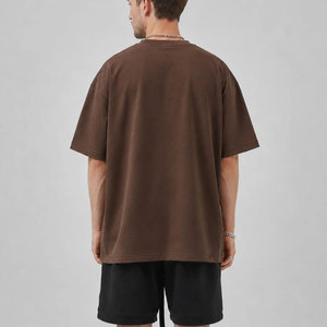 Camiseta de algodón grueso transpirable de manga corta con estampado de letras para hombre, estilo casual, hombro caído, venta al por mayor OEM/ODM - Product Image 2