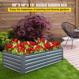 Galvanized 80\" X 40\" X 19\" Metal <b>Raised</b> <b>Garden</b> <b>Bed</b> <b>Kit</b> Gray Steel Planter Boxes <b>for</b> Outdoor Use <b>Garden</b> Buildings - Product Image 5