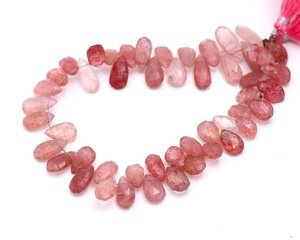 Perles de pierres précieuses en quartz fraise naturel, facettées, forme poire, 6 mm 9 mm, pour la fabrication de bijoux, vente en gros, pierres de cristal en vrac - Product Image 5