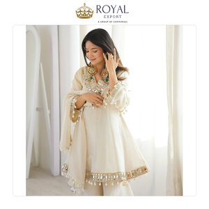 Último Diseño y Nuevo Estilo, Traje Sharara de Organza de Seda Tebby con Bordado de Encaje y Espejos Reales, Colección para Bodas en Venta - Product Image 5