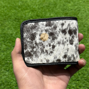 Cartera de Cuero Genuino con Pelo de Vaca, Cartera Delgada Hecha a Mano, Tarjetero, Cartera de Cuero de Larga Duración y Calidad - Product Image 1