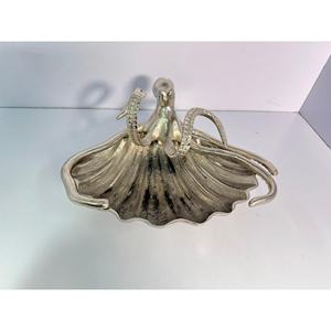 Cuenco de concha de pulpo ecológico de aluminio con acabado plateado personalizado, bandeja de vieiras, asas de tentáculo, centro de mesa de Hotel para fiestas WB Inc - Product Image 5