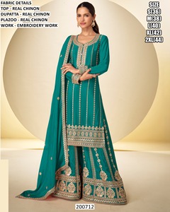 <b>Women's</b> Traditional Floor-Length Real Chinon Bandhani Embroidery Work <b>Kurta</b>/Kurti <b>for</b> Wedding Diwali Quick Dry Bandhani Brand - Product Image 3