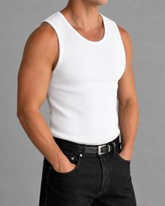 Stellar Premium Quality Training 100% Cotton Knitted Casual <b>Men's</b> Gym <b>Vest</b> Breathable Plain Dyed <b>White</b> Front Logo 120g - Product Image 3