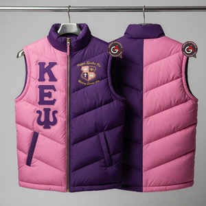 Kapa Epsilon Psi บริการ OME แบบกําหนดเองขายส่งการออกแบบใหม่สาเหตุผู้ชายสีส้มครึ่งแขนผู้ชายเสื้อกั๊กปักเป้า - Product Image 1