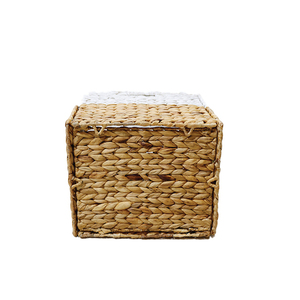 <b>Square</b> Woven Rattan Storage <b>Basket</b> Two-Tone White and Natural Handmade Minimalist Design for Living Room Organization - Product Image 5