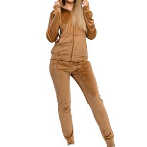 Stylish Ladies Hooded <b>Velour</b> <b>Tracksuit</b> Matching Set Drawstring Closure Quick Dry Soft Casual Two Piece Sportswear Winter Fleece - Product Image 5