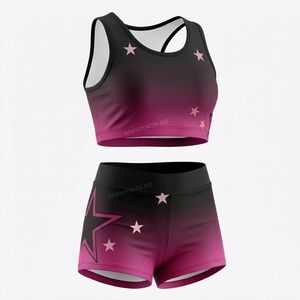 Ensemble de sportswear de cheerleading personnalisé de haute qualité, imprimé, pour soutien-gorge et short de cheerleading, tenue de danse et d'entraînement - Product Image 4