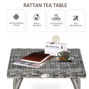 Tavolino da Esterno in Rattan Grigio per Giardino, Balcone e Cortile - Product Image 4