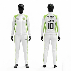 Unisex Soccer Training <b>Suit</b> Premium Polyester 300 GSM Hooded Solid White <b>Green</b> Track Jacket Jogger Custom Heat Transfer Printed - Product Image 1