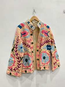 Embroidered Breathable Quilted Cotton Suzani Jacket Handmade Unisex - Product Image 2