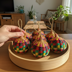 Décoration de Noël artisanale en jonc de mer écologique, boule en osier, ornement suspendu naturel pour les fêtes, fabricant Kingcraftviet - Product Image 3