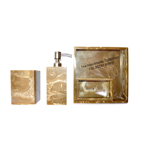 Handmade Collection Resin Classic Five-Piece Bathroom Set Soap Dispenser <b>Toothbrush</b> <b>Holder</b> Tray Easy Cleaning Durable - Product Image 5