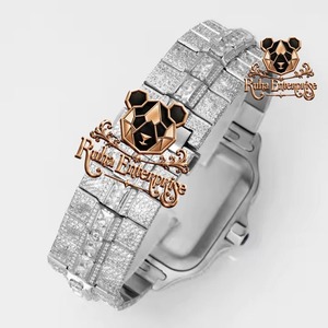 นาฬิกาข้อมือผู้ชาย Ruha Enterprise Luxury Square Moissanite สแตนเลสสตีล ระบบอนาล็อก ควอตซ์ - Product Image 5