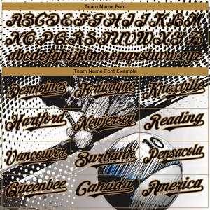 Camiseta de Béisbol Auténtica Personalizada con Diseño de Patrón 3D en Blanco, Negro y Dorado Viejo - Product Image 2