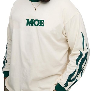 Camiseta de algodón grueso personalizada con bordado OEM, manga larga, paneles en contraste, corte holgado para hombre, ajuste cuadrado, logotipo personalizado ODM - Product Image 4