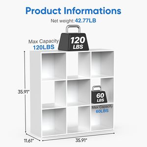 Étagère de rangement ouverte à 9 cubes avec 5 panneaux arrière amovibles, organisateur polyvalent pour salon, chambre, entrée - Product Image 2