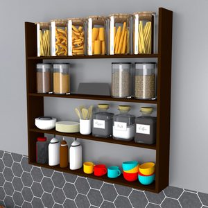 Étagère rectangulaire en bois minimaliste Madera Finekraft, à fixer au mur, décoration de meubles pour la cuisine, facile à déplacer, durable, utilisation en intérieur - Product Image 4