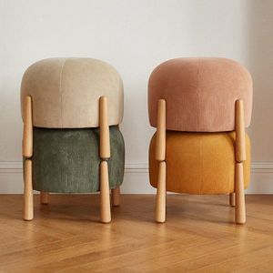 Nordic Style Wooden Ottoman <b>Footrest</b> Stool with Soft Cushion Seat for Home Decor and Lounge Use - Product Image 3