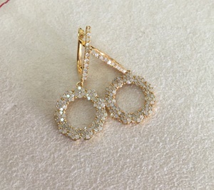 Pendientes Colgantes Circulares con Diamantes Redondos para Mujer, 1.30 Cttw, Engaste de Puntas, para Uso Diario, Plata de Ley 925, Joyería Moderna - Product Image 3