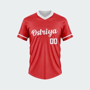 Wholesale Custom Printing Breathable Quick Dry Short V-neck Team Wear Baseball Shirts Best Quality 100% Polyester Heat-Transfer - Product Image 5