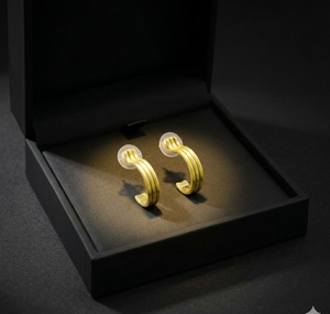 Handcrafted Gold Plated Three-Wire Polished Brass Hook Stud <b>Earrings</b> Surgical Steel <b>Posts</b> Women's Catholicism Elegant Everyday - Product Image 6