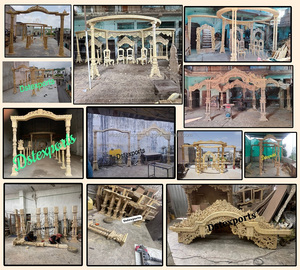 Impresionante Mandap de Madera para Bodas Gujarati, Decoración de Mandap de Madera para Bodas Gujarati, Mandap con Aspecto de Madera para Bodas en Interiores en el Reino Unido - Product Image 2