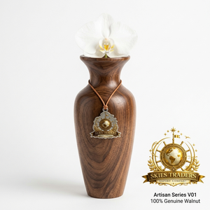 Vase à fleurs en bois sculpté à la main, pot artisanal en noyer massif, support floral pour ranunculus blancs, centre de table, vente en gros - Product Image 4
