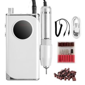 Portable Cordless 40,000RPM Electric Rechargeable <b>Nail</b> Drill LCD Display Acrylic Gel Grinder Tool USB Plug Low 6 Files Included - Product Image 1