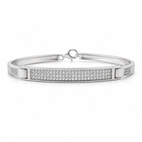 Bracelet jonc fin en argent sterling 925 avec zircone cubique, finition polie, minimaliste, pour homme, unisexe, pour mariage, fête, usage quotidien