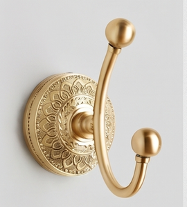 Artisanal Vintage Golden Wall <b>Hook</b> With Floral Design Metal Single <b>Hook</b> For Clothing Rust Resistant Wall Mounted - Product Image 1