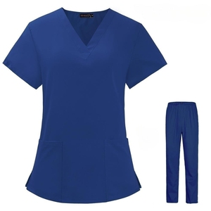Tenues Médicales Tendance Été pour Femmes et Hommes – Ensembles Blouse et Pantalon d'Infirmière Col V Extensibles 4 Directions en Polyester Spandex Tricoté pour Hôpital - Product Image 6