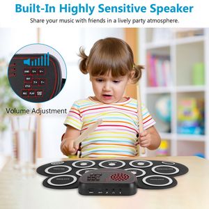 Set di Batteria Elettronica Pieghevole a 10 Pad, Kit in Silicone con Bacchette e Jack per Cuffie - Product Image 5